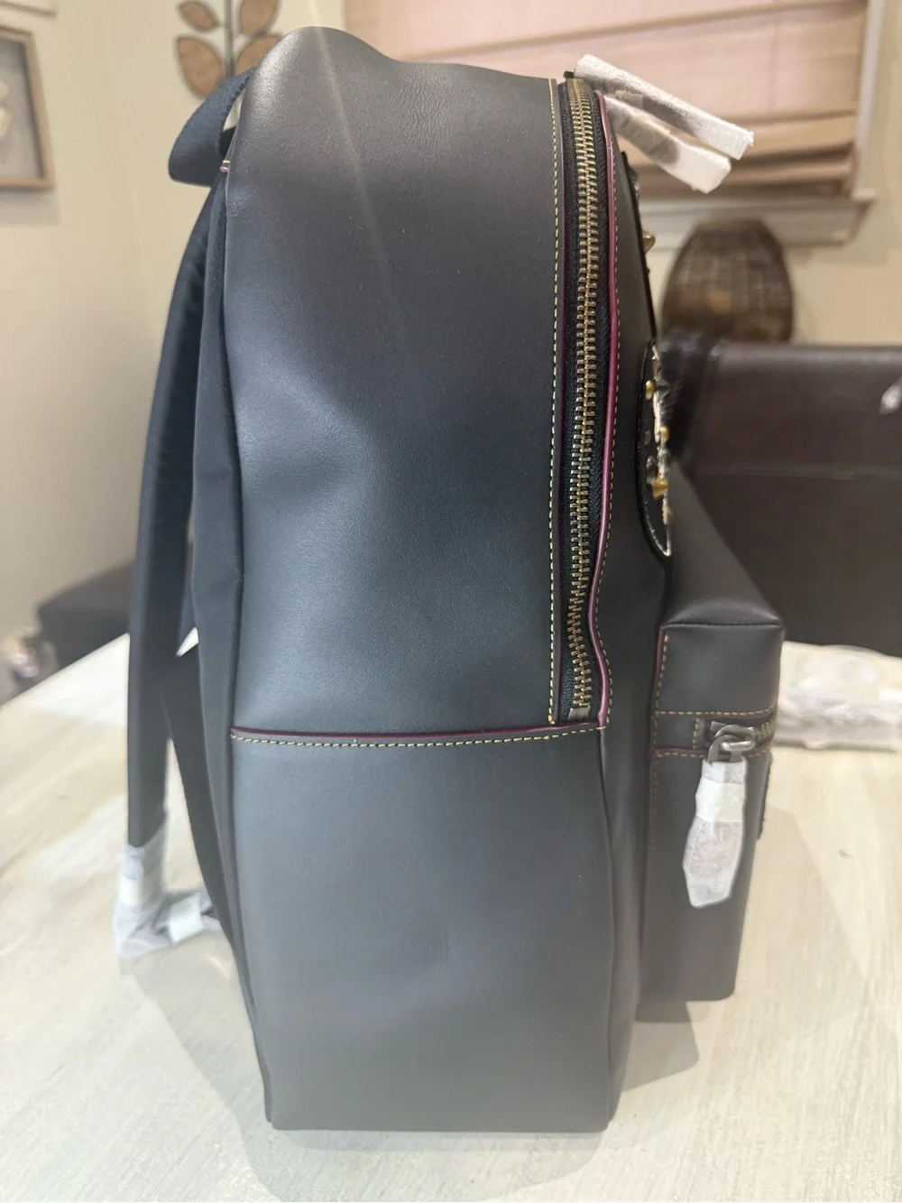 Coach Disney X Retired Black Leather Mickey Mouse Patch Backpack